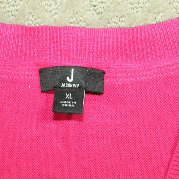 Jason Wu Size XL Barbie Pink Open Front Cardigan with Sequin Trim - Picture 3 of 7